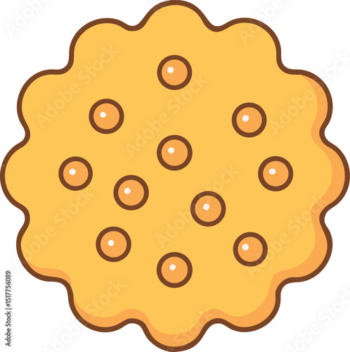 Delicious looking circular cookie with a wavy edge and rounded fillings