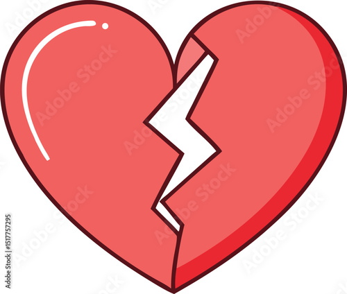 Illustration of a broken heart on a black background, indicating heartbreak