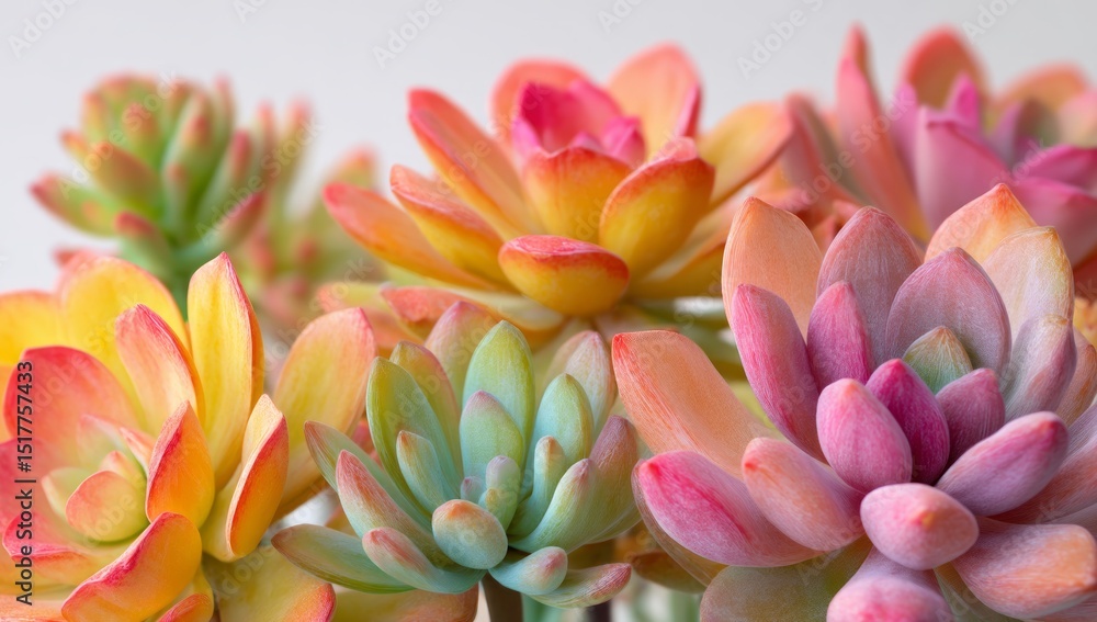 Closeup of Colorful Succulents with Pastel Hues Closeup of Colorful Succulents with Pastel Hues
