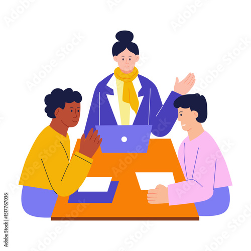A flat style illustration showing shared leadership