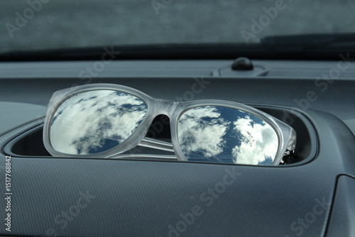 a clouds scenery in the glasses