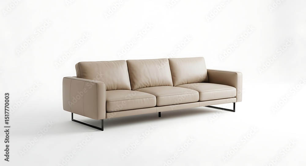 Obraz premium Beige leather three seater sofa