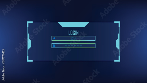 Futuristic Login Interface Abstract Cyber Security Screen with Neon Accents