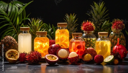Exotic Fruit Infused Drinks A Vibrant Still Life Photography