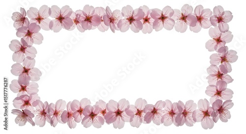 Delicate Cherry Blossom Frame Isolated on White Background for Design Projects