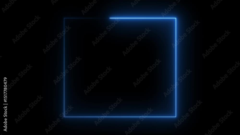 Rectangle picture frame icon animation glowing neon blue color shape round display box rotation bordar frame retro screen box movement sign symbol on black background Rectangle picture frame icon animation glowing neon blue color shape round display box rotation bordar frame retro screen box movement sign symbol on black background