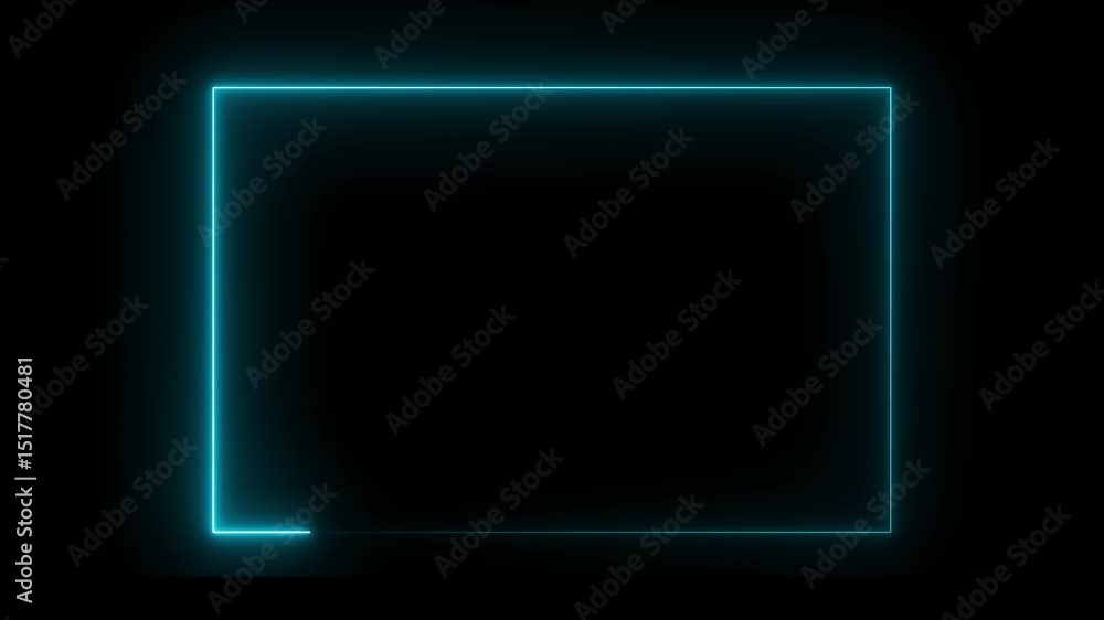 Rectangle picture frame icon animation glowing neon cyan aqua color shape round display box rotation bordar frame retro screen box movement sign symbol on black background Rectangle picture frame icon animation glowing neon cyan aqua color shape round display box rotation bordar frame retro screen box movement sign symbol on black background