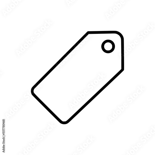 Simple Line Art Price Tag or Label on White Background: Vector Icon for Sales, Discounts, and Retail Promotions