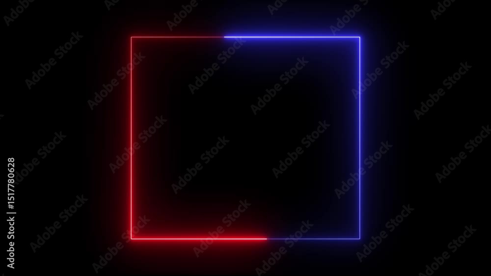Rectangle picture frame icon animation glowing neon red and blue color shape round display box rotation bordar frame retro screen box movement sign symbol on black background Rectangle picture frame icon animation glowing neon red and blue color shape round display box rotation bordar frame retro screen box movement sign symbol on black background
