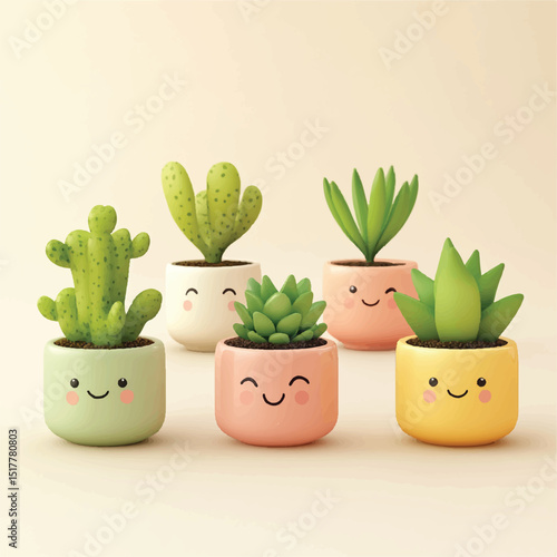 a cute mini plant pots with expressions