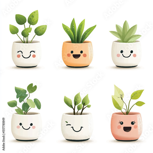 a cute mini plant pots with expressions