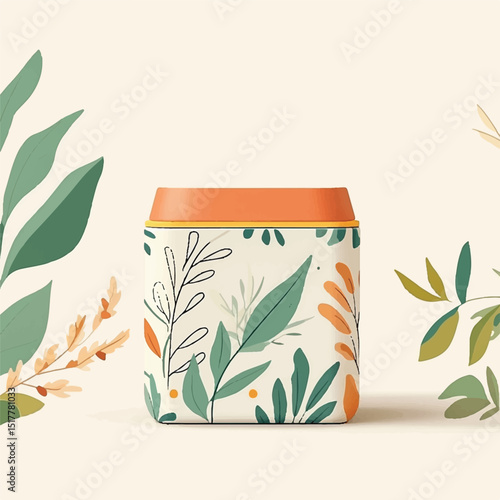 cute minimalist  tea box with leaf pattern