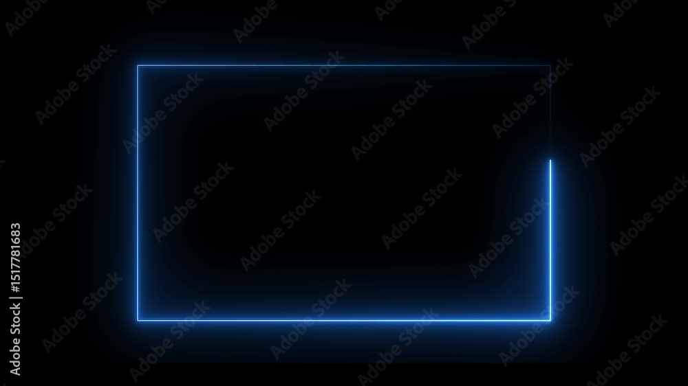 Rectangle picture frame icon animation glowing neon blue color shape round display box rotation bordar frame retro screen box movement sign symbol on black background Rectangle picture frame icon animation glowing neon blue color shape round display box rotation bordar frame retro screen box movement sign symbol on black background