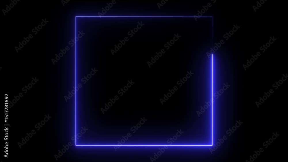Rectangle picture frame icon animation glowing neon blue color shape round display box rotation bordar frame retro screen box movement sign symbol on black background Rectangle picture frame icon animation glowing neon blue color shape round display box rotation bordar frame retro screen box movement sign symbol on black background