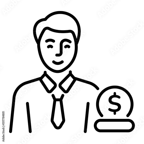 Behang A line style icon of capitalist