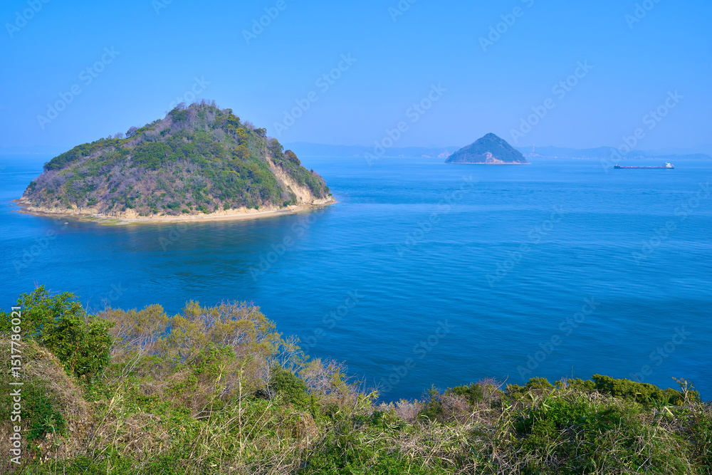 Fototapeta premium 香川県坂出市の大崎ノ鼻から見る小槌島と大槌島
