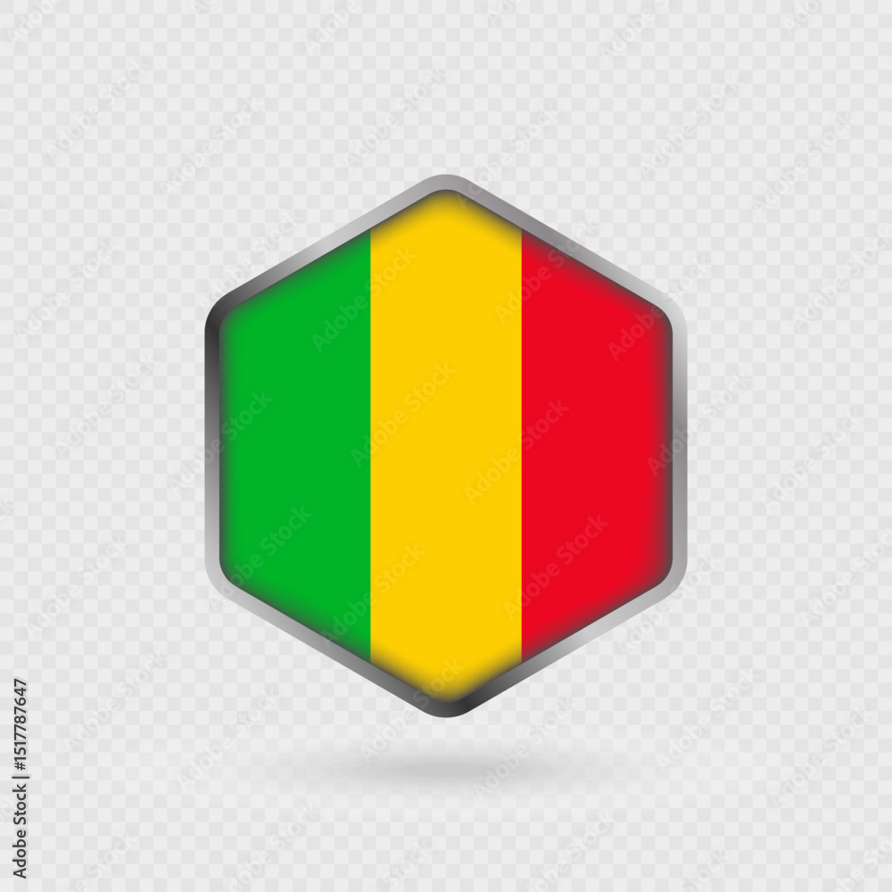 Fototapeta premium Mali Flag Icon in Hexagon Shape.