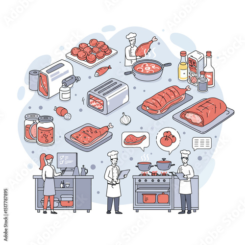 Food Safety Day (WFSD) celebrated on 7 June every year, aims to draw attention and inspire action to help prevent, detect and manage foodborne risks. Vector illustration.