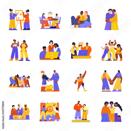 Collection of Equality Flat Style Illustrations 

