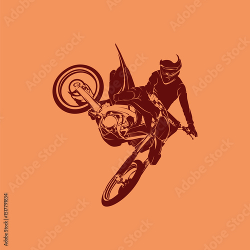 A motocross rider performs a daring aerial maneuver.