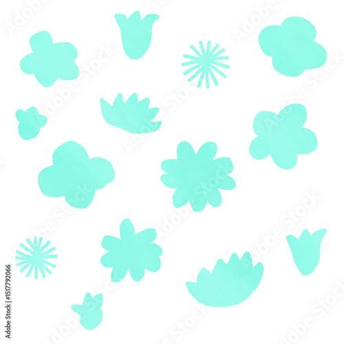 花　mint　フリーハンド　絵の具　水彩