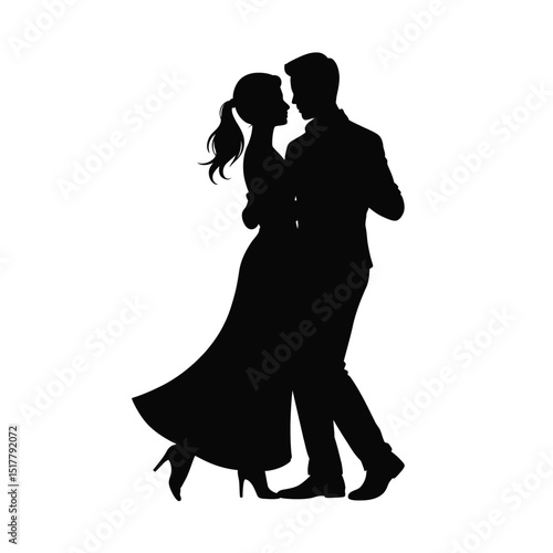 Elegant silhouette of dancing couple in formal attire romance and intimacy depicted with a graceful dance pose celebrating love and connection