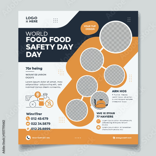 Food Safety Day (WFSD) celebrated on 7 June every year, aims to draw attention and inspire action to help prevent, detect and manage foodborne risks. Vector illustration.