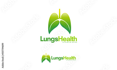 Green leaf shaped lungs  for health care.