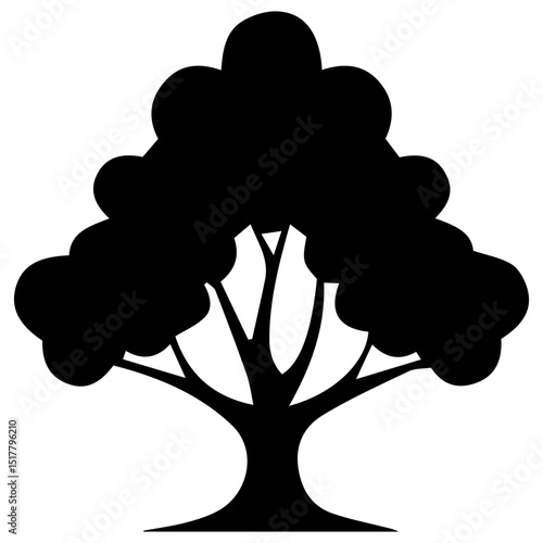 Forest darkness meets radiance: luxurious tree silhouette and black symphonies