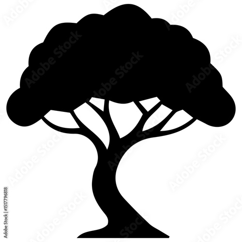 vector tree silhouette Profile Tree Outlines Showcasing Aristocratic and Majestic Arboreal Forms.