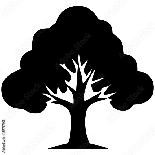 Artistic renderings of tree silhouettes with an aura of forest mystery and grandeur