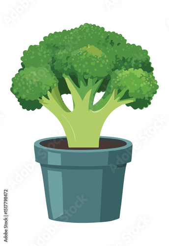 Potted Green Broccoli Vegetable