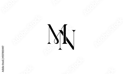MN initial letters, monogram logo