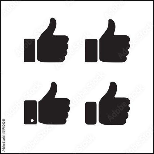 Thumbs up icon silhouettes vector set