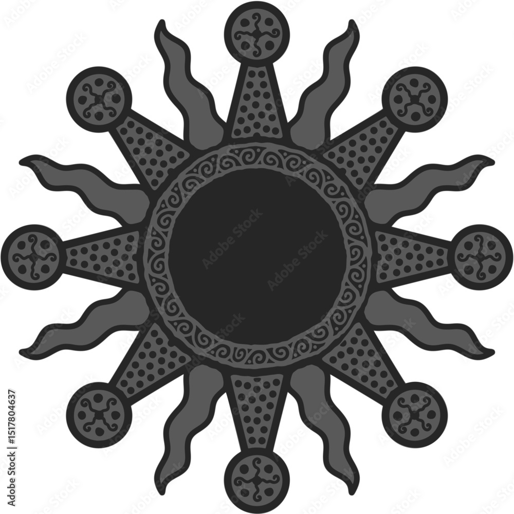 Fototapeta premium antique sun illustration; vintage solar depiction