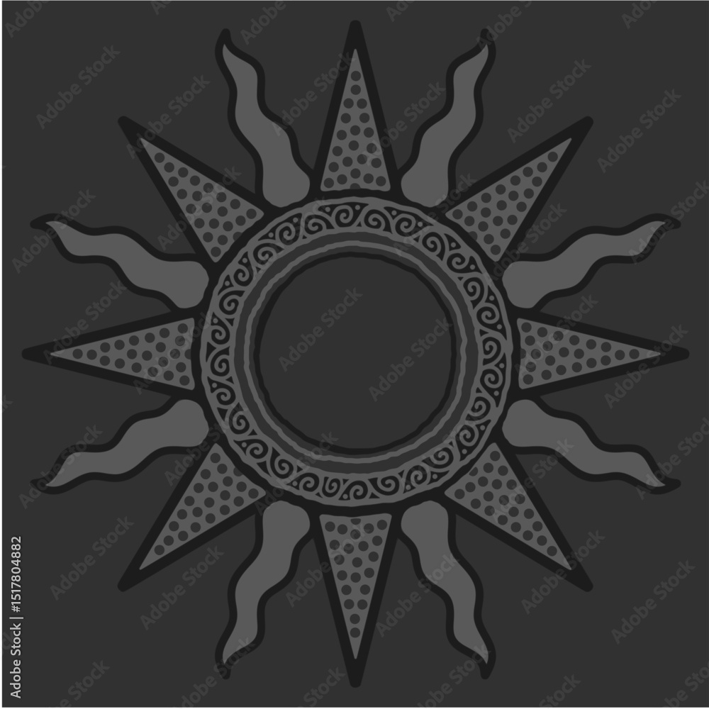 Fototapeta premium antique sun illustration; vintage solar depiction