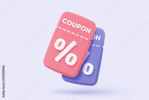 3d tag price icon for discount coupon of cash and future use online shopping. sales with an excellent offer for shopping, special offer promotion. 3d discount tags icon vector render illustration