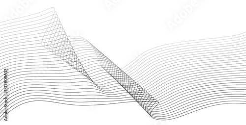 Wavy lines surface. Dynamic flowing twisted blend long lines for technology, music, business design