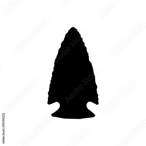 Flint arrowhead silhouette vector flat illustration on white background.