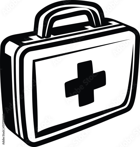 First aid kit icon with cross vector art, First aid kit icon with cross vector icon, First aid kit icon with cross silhouette vector illustration, First aid kit icon with cross line art vector