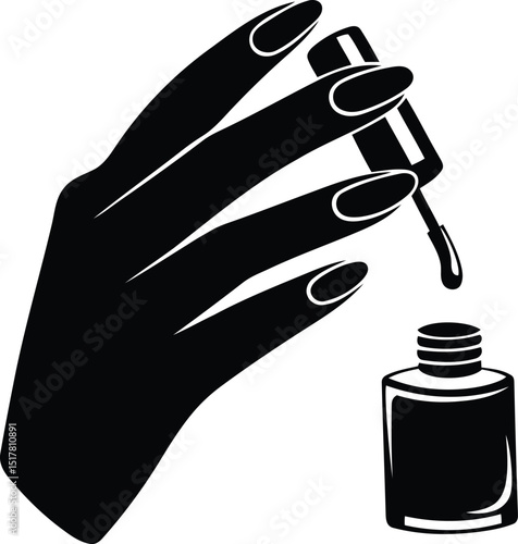Creative hand with fingernails vector illustration, Black color hand with fingernails vector, hand with fingernails silhouette and line art vector design
