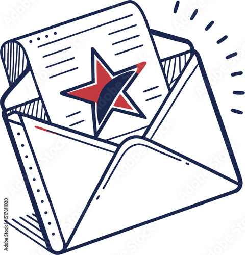 vector illustration icon of envelope with cards, Award Envelope Icon on Transparent Background