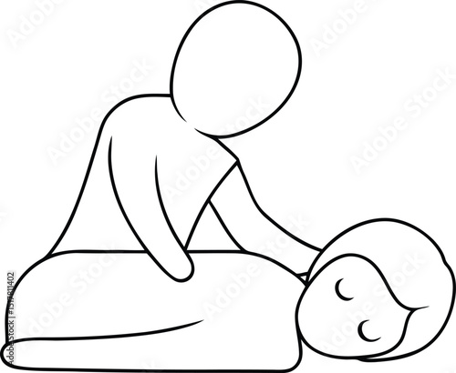 Person receiving back massage from therapist vector illustration, person receiving back massage from therapist silhouette and line art vector design
