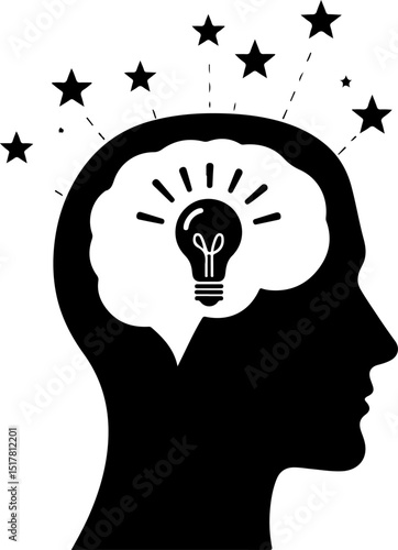 Creative Mind  Lightbulb Silhouette vector