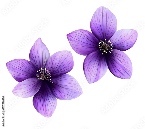 purple flowers isolated on transparent background.