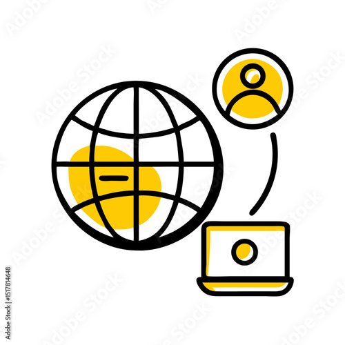 Global remote workforce icon on transparent background for web and graphic design