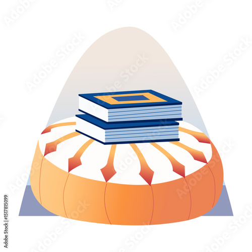 Flat style illustration showing a cozy soft reading cushion