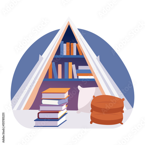 Flat style illustration showing a peaceful reading place