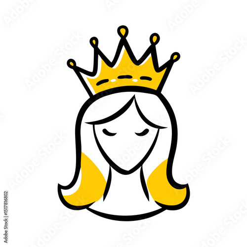Crowned woman on transparent background for web and graphic design