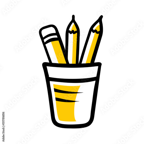 Cup with pencils icon on transparent background for web and graphic design